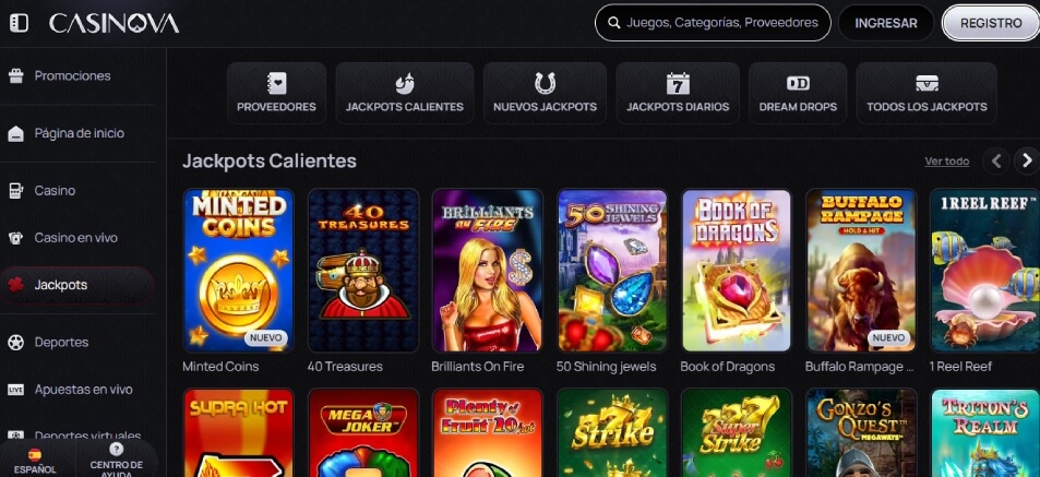 Jackpots en Casinova