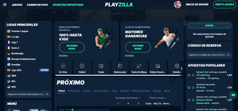 Apuestas deportivas de Playzilla